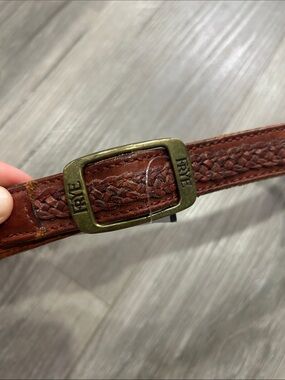 Frye Braided Leather Strap in Chestnut with Brass Buckle